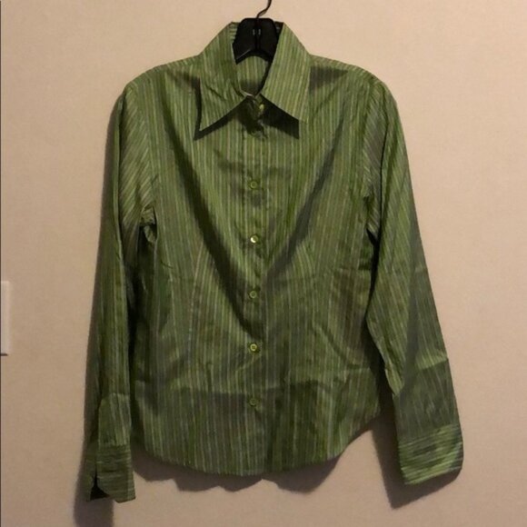 Vintage Etro 100% silk retro stripe pinstripe funky 90’s Y2K button down blouse